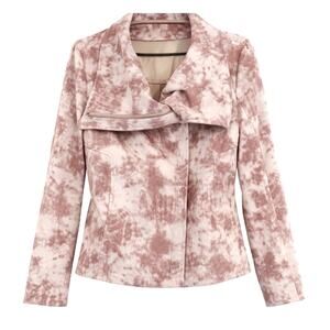 Bagatelle Collection Tie-Dye Moto Jacket Blush Pink Zip Front - Large NWT New